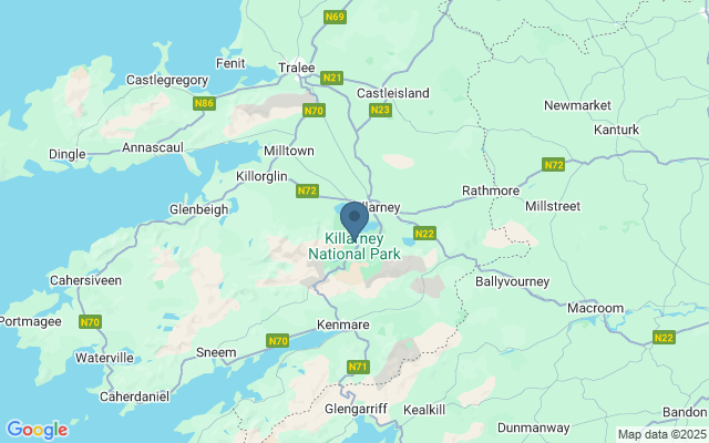 Kaart met locatie Nationaal Park Killarney